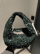 M&S Green Sequin Top Handle