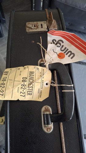 Vintage black suitcase 1970s - black,