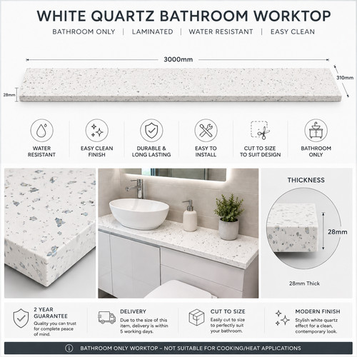White quartz effect bathroom - effect,