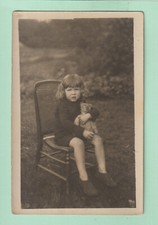Vintage postcard Early 1900's - Rp Study - Young Girl with Teddy Bear - Unp