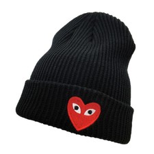 Fashion Comme Des Garcons Hat Beanie Red Heart Hat Winter Warm Cap Mens Woman