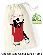 Personalised Ballroom Drawstring Shoe Bag Cotton Girl Adult Dance Shoe Club 