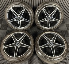 18" GENUINE MERCEDES AMG C CLASS W205 BLACK DC 5 SPOKE ALLOY WHEELS TYRES ALLOYS