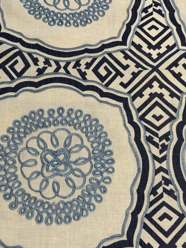 Blue linen print with - 7.,