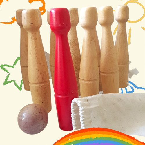 Wooden skittles set - skittles,