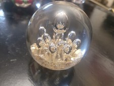 Gold with bubbles art glass paperweight