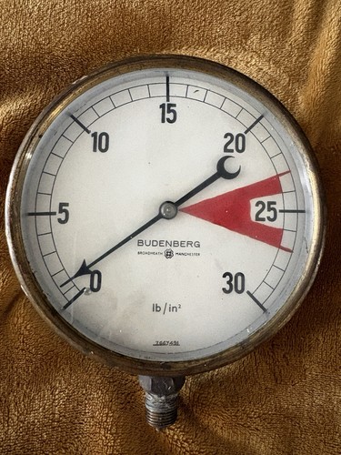 Vintage brass pressure gauge - vintage,