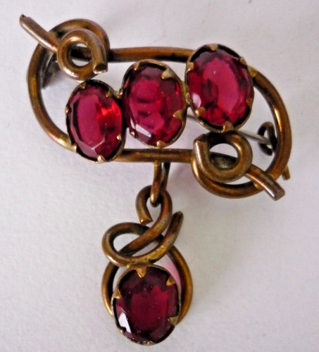 Victorian pinchbeck red glass - pinchbeck,