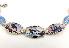 Sterling Silver Enamel Bracelet Norway Norne 6.25'' 925 Hallmarked Vintage