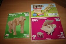 Sealed 3 Woodcraft Construction kits  GORILLA, DINOSAUR & PIANO