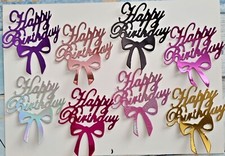 Die Cut Shapes, 8 Gorgeous Large Happy Birthday with Bow Various Colours (Set 1)