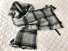 Ladies Zara Soft Feel Checked Scarf In Grey With Frayed Edges BNWOT LAST ONE