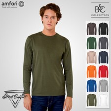 Mens Long Sleeve T-Shirt  Crew Neck Soft Cotton Ringspun Tee by B&C 150