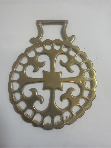 Brass horse medallion vintage - brass,
