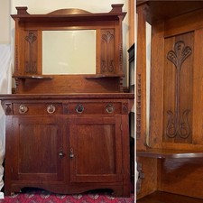 Large Antique Solid Carved Oak