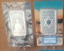 PAMP Suisse Religious Pair Star of David, Buddha 1 oz .999 Very Ltd Silver Bars
