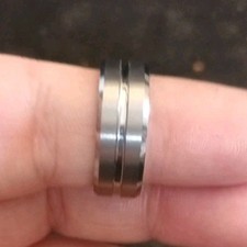 8mm Silver Tungsten Carbide Ring Unisex Brushed Polished Edges Durable Band Sz R