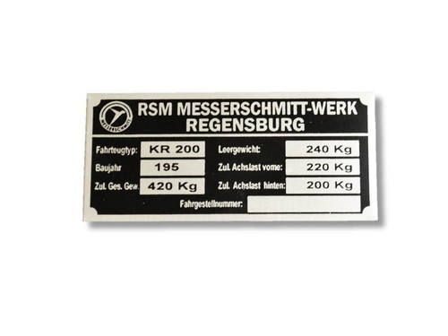 Messerschmitt 200 nameplate - kr,
