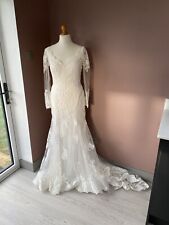 SOTTERO & MIDGLEY UK 14 White Wedding Dress Lace Sleeves RRP £1850