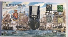 BENHAM REPLICA NAVAL GSM MEDAL 1793-1840  Stamp Cover BATTLE OF TRAFALGAR 1805