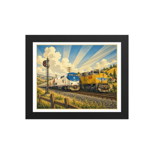 Framed wpa style train - framed,