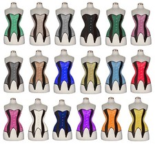 Steel Boned Heavy Duty Women Over Bust Corset Waist Training Multi Satin Corset