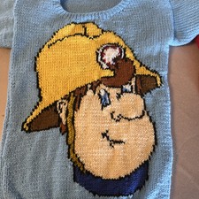 Hand Knitted Fireman Sam Jumper Size 4-5 Years 