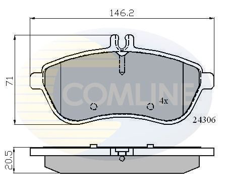 Comline front brake pad - comline, set