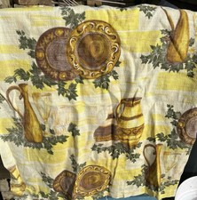 Vintage 1950's 1960's Novelty Print Kitchenalia Curtains Barkcloth Kitsch Retro