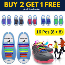 Elastic Shoe Laces No Tie Silicone Rubber Shoelaces Trainers Shoes Adults Kids