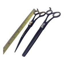 PET DOG CAT  GROOMING CURVED Scissors + CNC CHUNKER Thinning SHEARS SET 8.5”