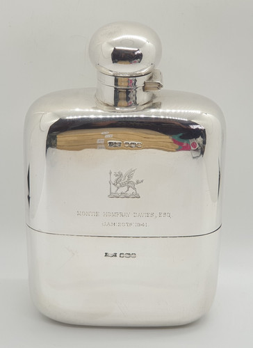 Sterling silver hip flask - silver,