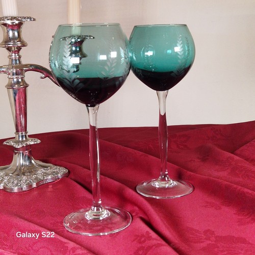 Pair vintage green wine - pair,