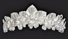  Flower Girl Tiara Floral Crown Holy Communion Headband Bridal Headpiece WHITE