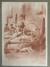 Burgundy Engraving Lithograph