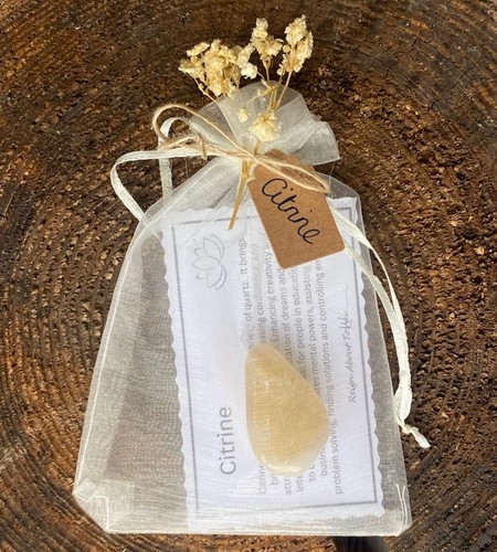 Citrine crystal tumble stone - crystal,