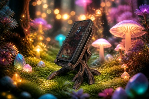 Tree root phone holder - root,