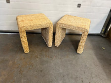 Two Wicker Side Tables Old