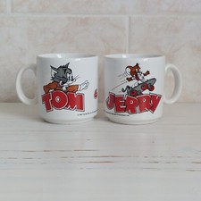 Tom and Jerry Mug Cup X2 Small Ceramic H 7.5cm Vintage Collectable 1991 England