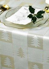 CHRISTMAS TREE TABLECLOTH *Cream & Gold* Damask XMAS DINING DINNER BANQUET 