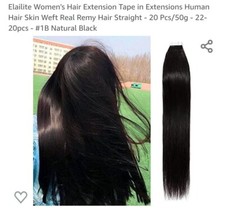 Black hair extension 20 Pieces with adhesive strips
