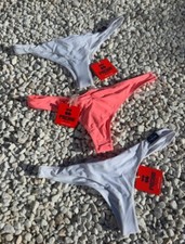 River Island Pacha Ibiza Ruffle Scrunch Bum Bikini Bottoms Set White Coral UK 10