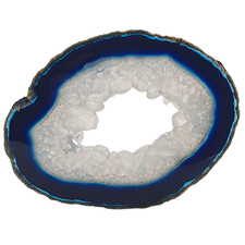 Blue Agate Geode Slice 14cm Polished Crystal Mineral Healing Stone Specimen