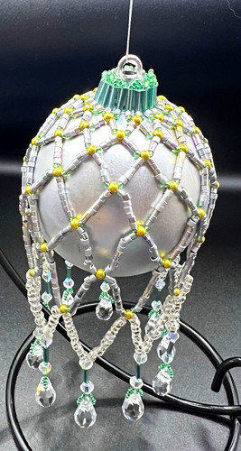 Christmas silver glass beaded