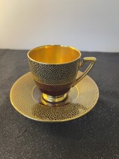 Carlton Ware demitasse cup & saucer. Stunning rouge royale and gilding