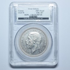 1927 Proof Wreath Crown (CGS 70) - George V British Silver Coin - Very Nice