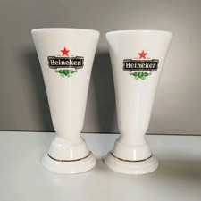 2x Ceramic Heineken Glasses