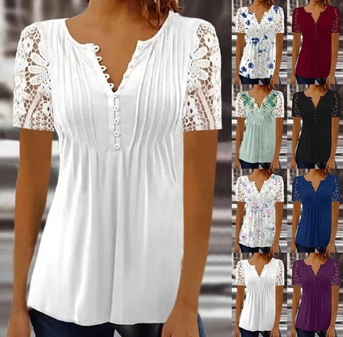 Womens lace neck - v-neck, tops