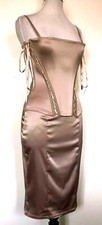 Baylis & Knight Gold Satin Knee Length Skirt & Strappy Corset Top Suit Size 12.