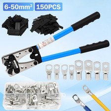 Heavy Duty Battery Cable Crimping Tool Wire Lug Crimper Terminal Copper Lugs Kit